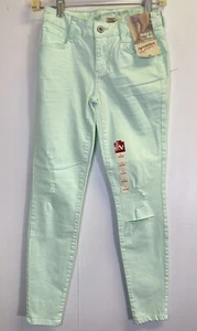 Pantalones de mezclilla Arizona Jegging desgastados para mujer talla 0 lavado claro verde menta - Imagen 1 de 8