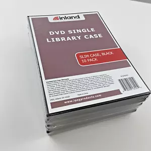 Inland DVD Single Library Cases Slim 10 Pack Black Empty Media Storage - Picture 1 of 6