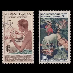 FRENCH POLYNESIA AIR POST 1955 Gauguin 13F-100F .CANCEL.SCOTT C24-C26 - Picture 1 of 1