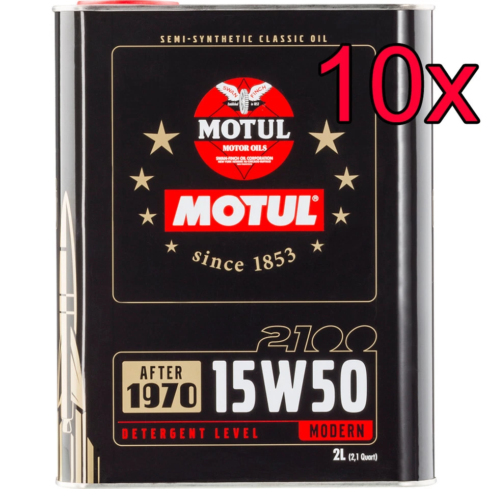 [Case of 10] Motul Classic 2100 15W-50 Semi-Synthetic Engine Motor Oil 2L - Image 1 of 1