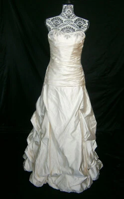 Atelier Elen Paumere 8 Wedding Dress Strapless Silk Satin Ruching Bling Draping - Image 1 of 4