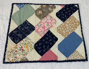 Vintage Patchwork Quilt Table Topper, Rectangles, Calico Prints, Florals - Picture 1 of 9