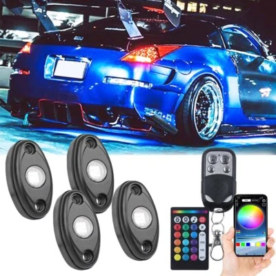 Blue 4 Pods LED Rock Lights Underbody Neon Music Lamp For Nissan GT-R 2009-2023 Foto 1 de 4