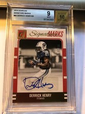 2016 Panini Donruss Derrick Henry /25 Signature Marks 96 Gold RC AUTO BGS 9 Mint