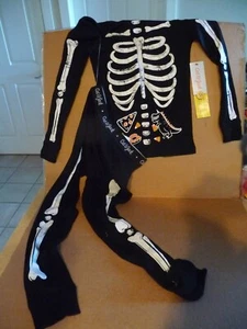 Boy’s Cat & Jack Halloween Skeleton Black 2 Piece Pajamas Set Size 8 - Picture 1 of 5