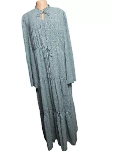 Maxi Abito Stampa Floreale Verde Curva Shein 3XL Collo Tagliato Boho Cottagecore - Foto 1 di 15