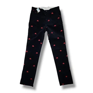 J McLaughlin Thoreau Red Holiday Embroidery Black Corduroy Pants Women's Size 33 - Picture 1 of 15