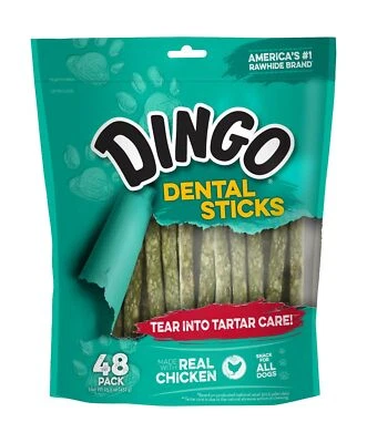 Dingo Tartar & Breath Dental Sticks 48-Count Chicken Dental Dog Chew Healthy - Image 1 of 4