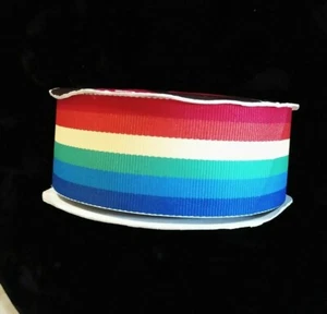 1-1/2" wide 10 yds Rainbow Ribbon ROYGBV Vintage Offray Made in USA Polyester - Picture 1 of 4
