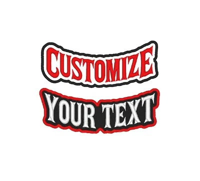 Custom Embroidered Freehand Faux Leather Bottom Rocker Biker Sew on Patch  - Image 1 of 4