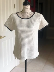 TOWNSEN Poly/Baumwolle Kunstlederbesatz Reißverschluss hinten Fransen unten SS Pullover Gr. S - Bild 1 von 6