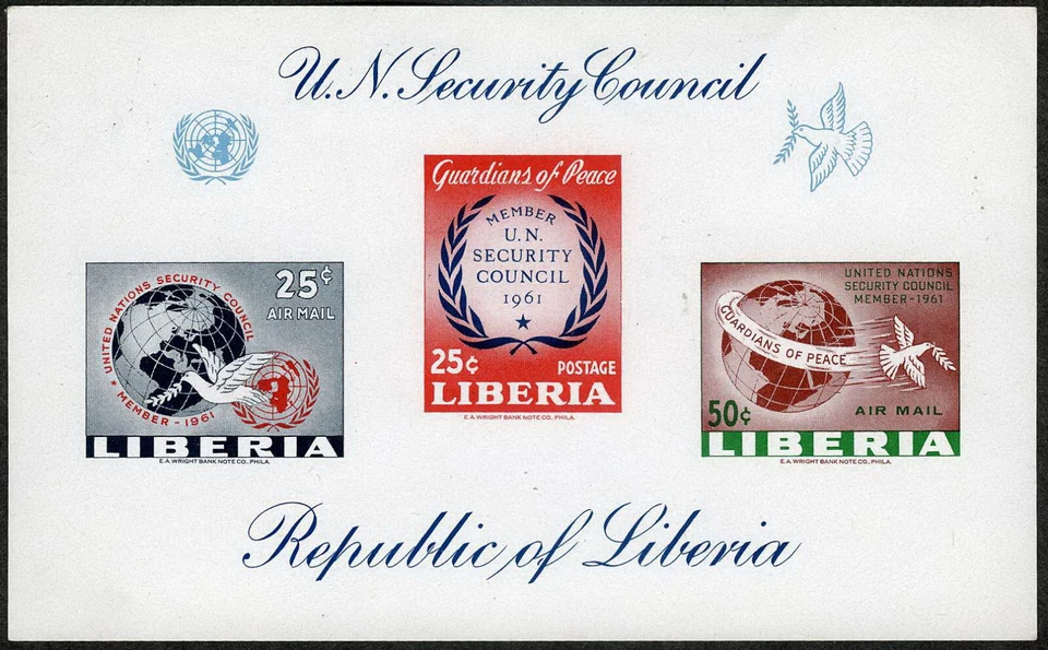 利比里亚 1961 年联合国安理会会员国纪念品邮票全新邮票 (SC# C131a) — 第 1/1 张图片