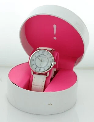 NIB Isaac Mizrahi ladies Silver MOP Dial Leather Band Analog  Watch New Battery - Image 1 of 3