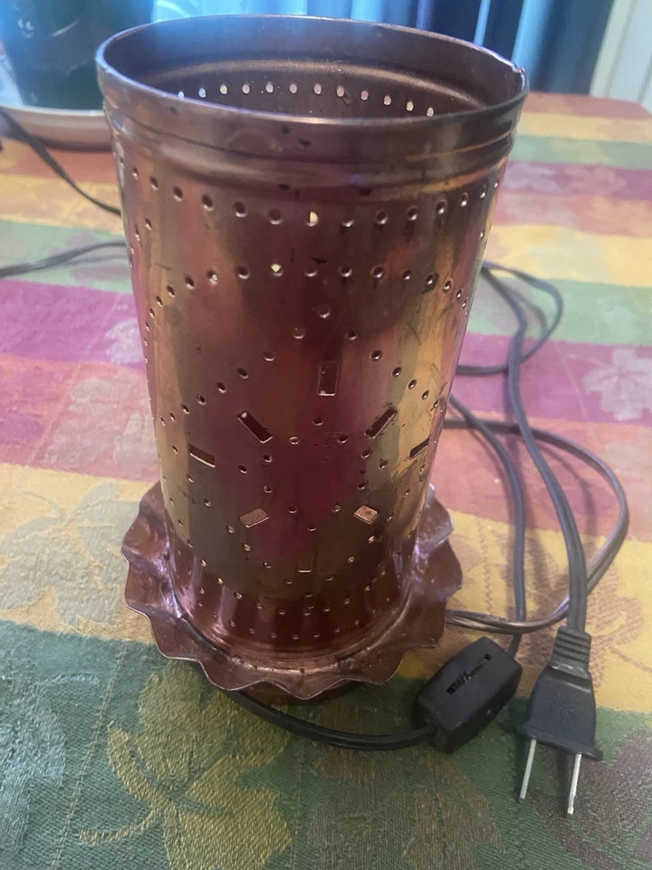 Tinware Solid Copper Light Primitive Punched Pattern - Image 1 of 4