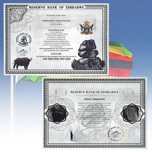 One Hundred Trillion Dollar Zimbabwe Silver Plastic Banknote with UV Certificate - Picture 1 of 4