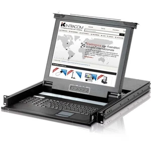 KVM-Konsole Mit 17" Monitor Für 19" 1U Rackschrank Mit Schienen Maus Tastatur - Bild 1 von 5
