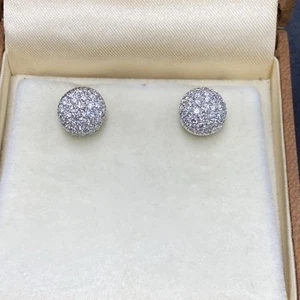 18ct White Gold And Diamond Pave Set Earrings - Picture 1 of 8