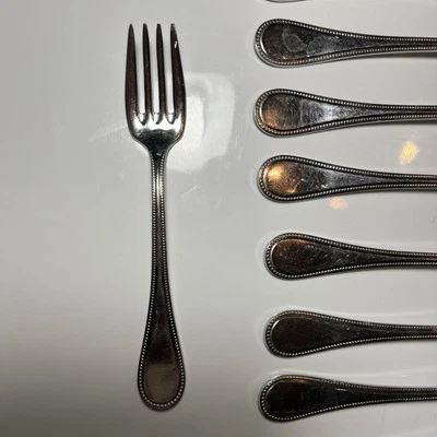 "Tenedor de postre de acero inoxidable CHRISTOFLE FRANCE ACIER MIMOSA PERLE 6,5"" - 9 disponibles" Foto 1 de 4