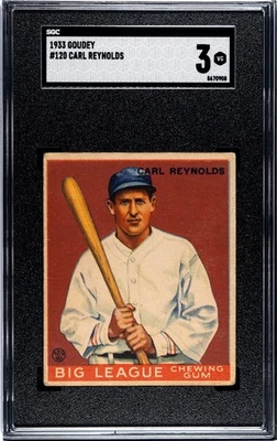 1933 Goudey Big League Chewing Gum - Carl Reynolds #120 SGC 3 VG - Image 1 of 2