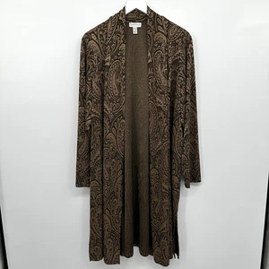 Susan Graver Duster Jacket Size 2X Stretch Knit Open Front Neutral Earthy Artsy - Picture 1 of 11