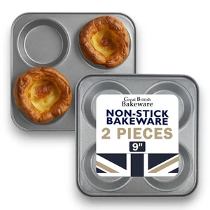 2x 4 Cup Yorkshire Pudding Muffin Tray Non Stick Pan Tin Tart Dessert Bun Tray - Picture 1 of 12