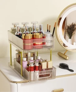 2-Tier Makeup and Skincare Organizers for Vanity, Large Perfume Organizer, Pu... - Picture 1 of 6