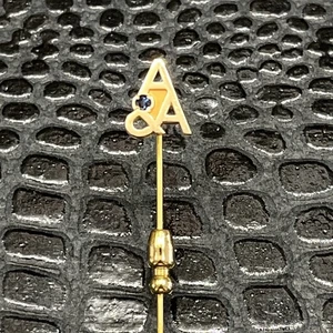 Spilla cravatta bastone zaffiro "A&A" iniziale personalizzata oro 10 carati vintage - Foto 1 di 9