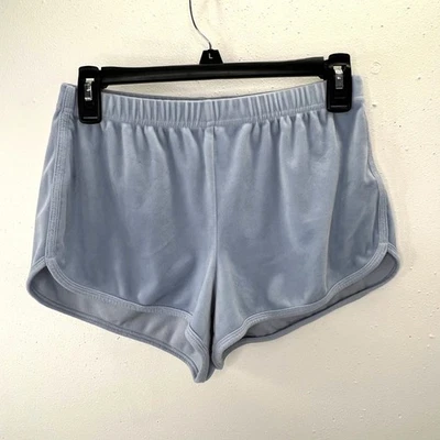 Hollister Velour Shorts S Light Blue Elastic Waist Pull On Shortie - Image 1 of 4