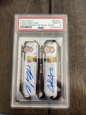 2025 Topps Finest Rookie Cup Dual Auto Wyatt Langford/Josh Jung /25 PSA 10 - Image 1 of 2