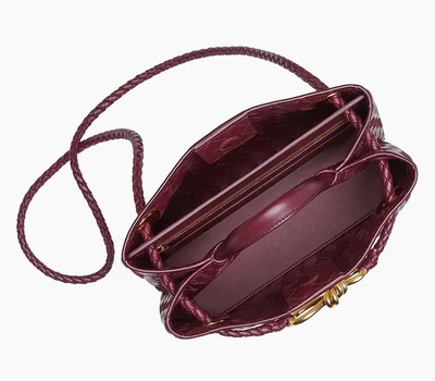 Elegant Tote Woven Leather Shoulder Bag with Braided Strap - Image 1 of 4