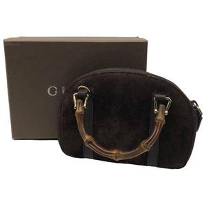 Gucci OLD GUCCI 2WAY mini suede bamboo shoulder bag brown with box 12×14×2cm - Picture 1 of 10
