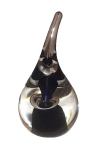 Anillo de burbujas azul cobalto firmado por Adam Jablonski Teardrop Paperweight A.J. - Imagen 1 de 7