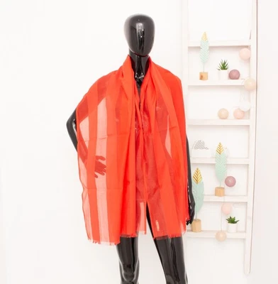 COS Bufanda Tonal Rayas Mantón Algodón Seda Transparente Grande Suave Envoltura Cuello Accesorio Foto 1 de 4