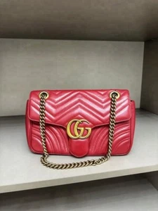 100% genuine Gucci Marmont Original Red leather Bag - Picture 1 of 3
