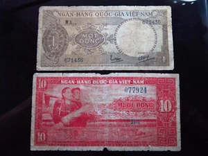Vietnam South 1 & 10 Dong 1969 7924h90 National Bank Việt-Nam Banknotes Money - Picture 1 of 2