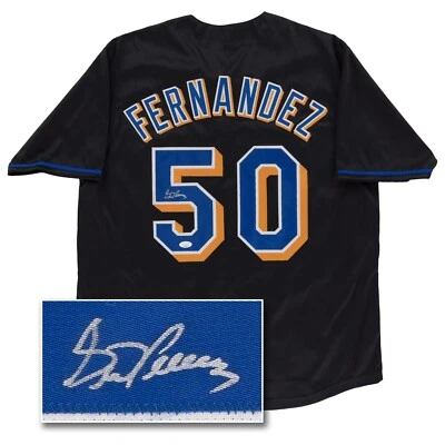 Camiseta de béisbol negra personalizada firmada por Sid Fernández (JSA COA) de los Mets de Nueva York Foto 1 de 4