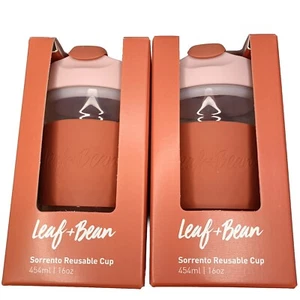 Lot x2 Reusable Glass Travel Mug Coffee Cup Pink Large 16oz 454ml Borosilicate - Picture 1 of 9