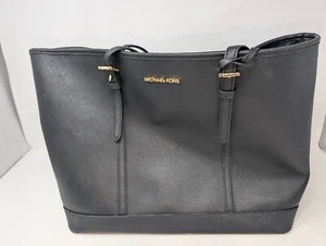 Nice Michael Kors Black Leather Tote Bag Purse Ladies Womans (187) - Picture 1 of 12