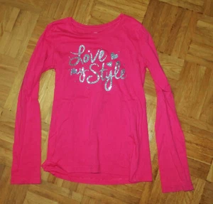 Langarmshirt mit Glitzerschrift in Gr . M (7-8) - Bild 1 von 4