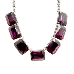 Chico's Necklace Jewlery Statement Purple Silver Tone Chunky 21" Adjustable - Picture 1 of 12