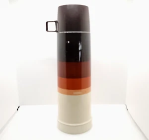 King Seeley Thermos 16 Oz Glass Lined Vintage 70s Brown Orange Cream - Picture 1 of 8