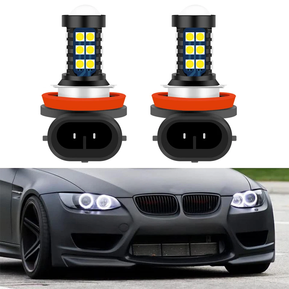 2Pack Bright White H8 LED Light Bulbs Angel Eyes Halo Ring For BMW E92 335i - Image 1 of 4
