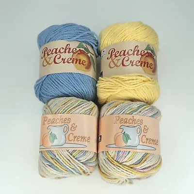 Vintage Peaches & Creme 2oz 2.5oz 100% Cotton Yarn Sunshine Soft Blue Lot Of 4 - Image 1 of 4