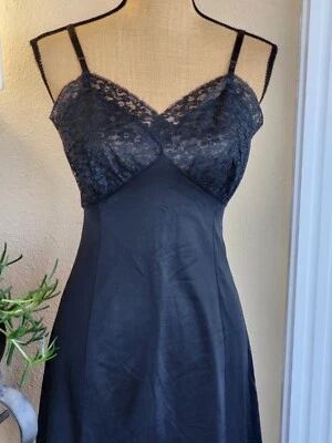 Van Raalte Opaquelon Vintage Años 50 Pequeño Negro Deslizamiento Completo Foto 1 de 4