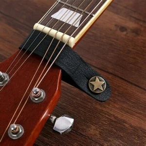 1X Acoustic Guitar Bass Neck Strap Button Hook Tie Headstock Adaptor Leather - Picture 1 of 13