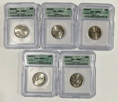 2002D - CLAD STATE QUARTER SET ICG MS67 - Image 1 of 4