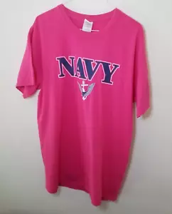 US NAVY Adult LARGE Pink Cotton shirt with faint blue - Picture 1 of 11