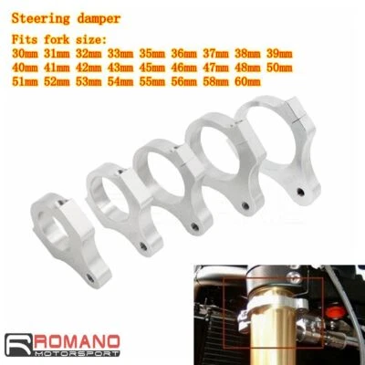 30mm-60mm Universal Steering Damper Fork Frame Mounting Clamp Bracket Aluminium - Image 1 of 4