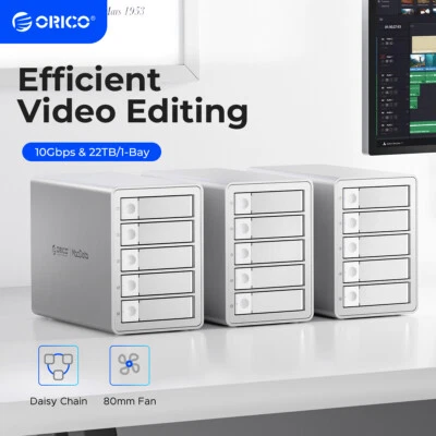 ORICO 3,5" 5 Bay Festplattengehäuse Daisy Chain Typ-C HDD Dockingstation 10Gbps - Bild 1 von 4