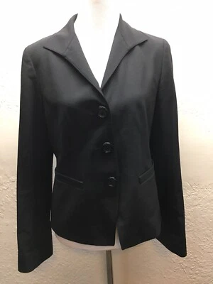 S3 Lafayette 148 Sz 6 Wool Stretch Black Fitted Blazer Jacket Fully Lined - Image 1 of 4